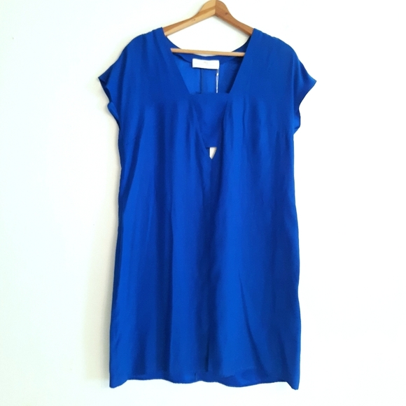 Amanda Uprichard Royal Blue Silk Shift Slip Dress - Picture 1 of 7